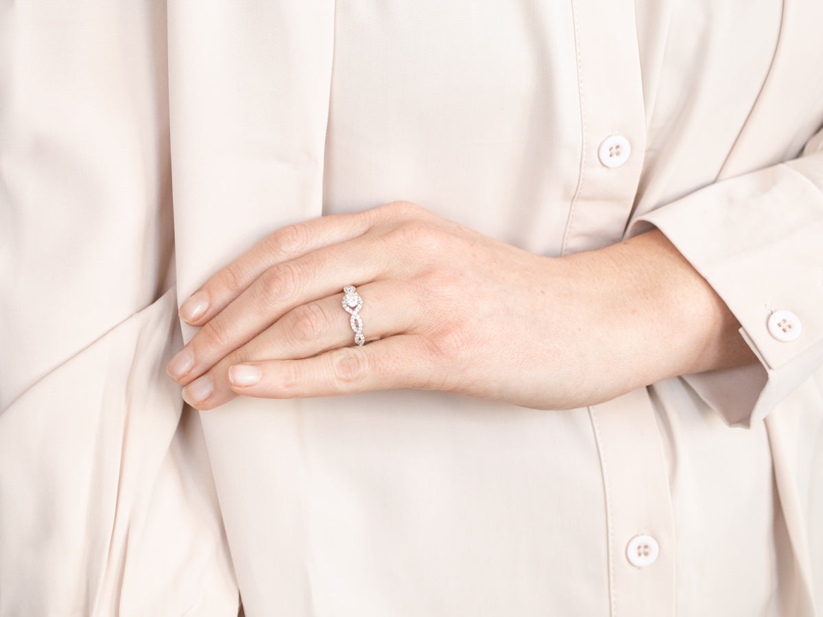 Modern 14K White Gold Diamond Engagement Ring