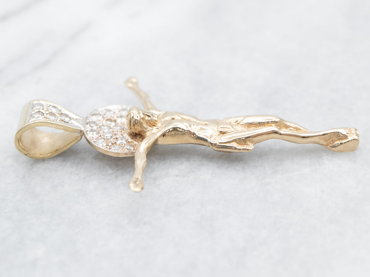 Modern Diamond Crucifix Pendant