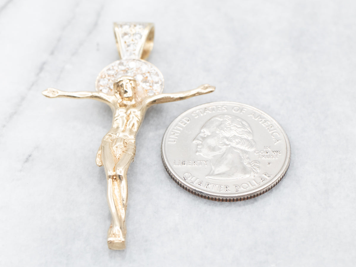 Modern Diamond Crucifix Pendant