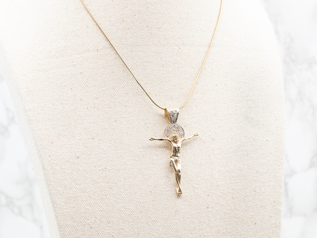 Modern Diamond Crucifix Pendant