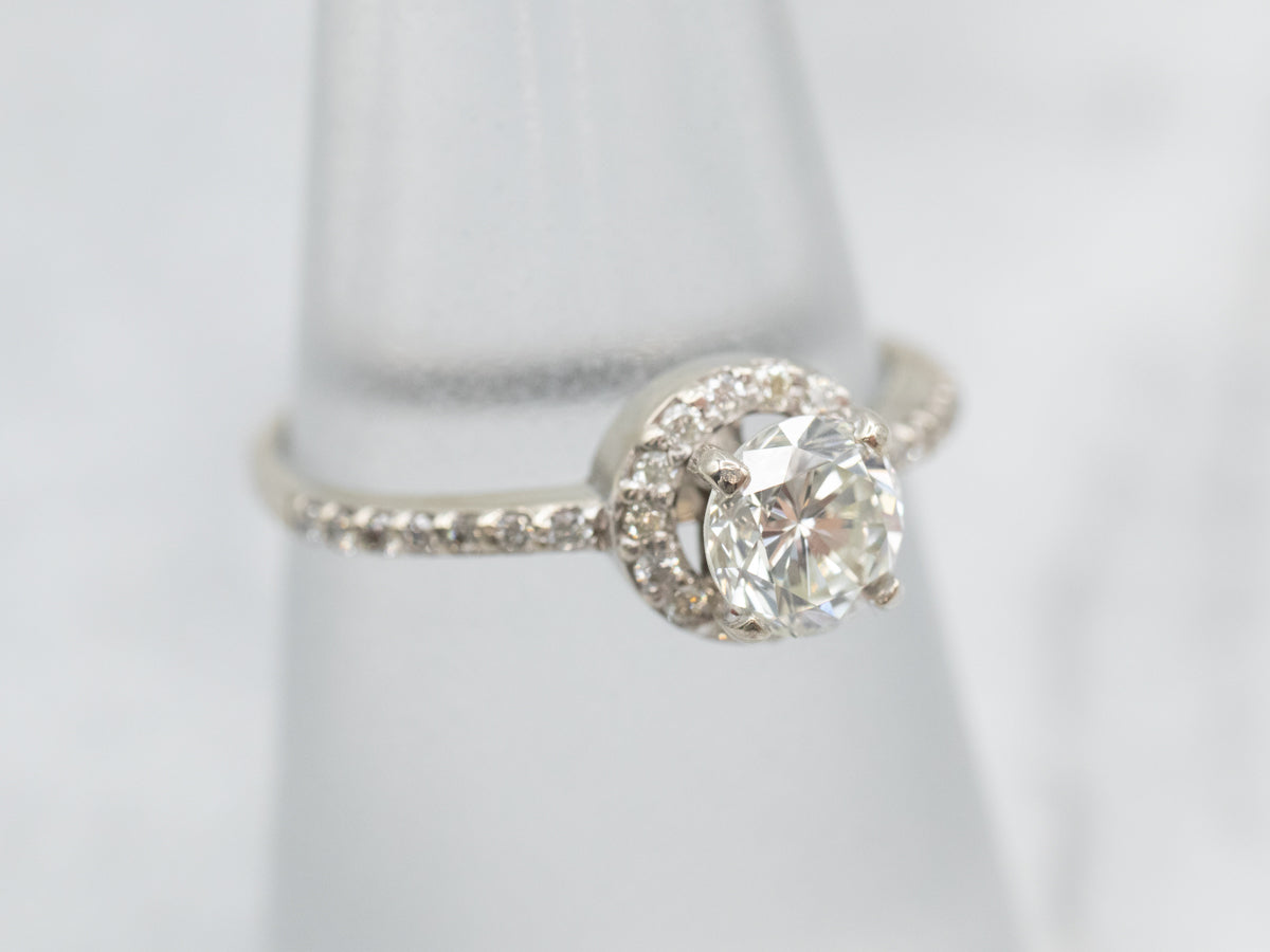 Stunning Halo 14K White Gold Diamond Engagement Ring