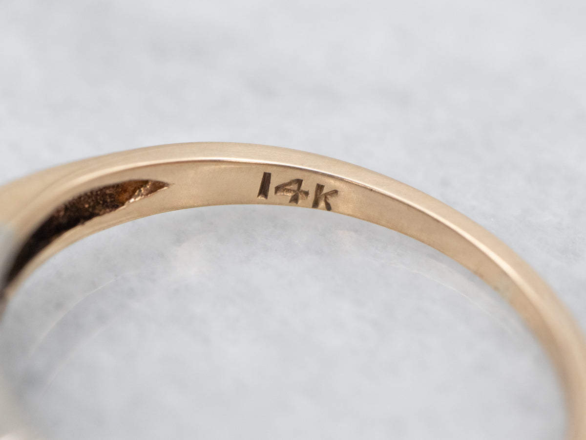 Retro Two Tone Gold Diamond Engagement Ring