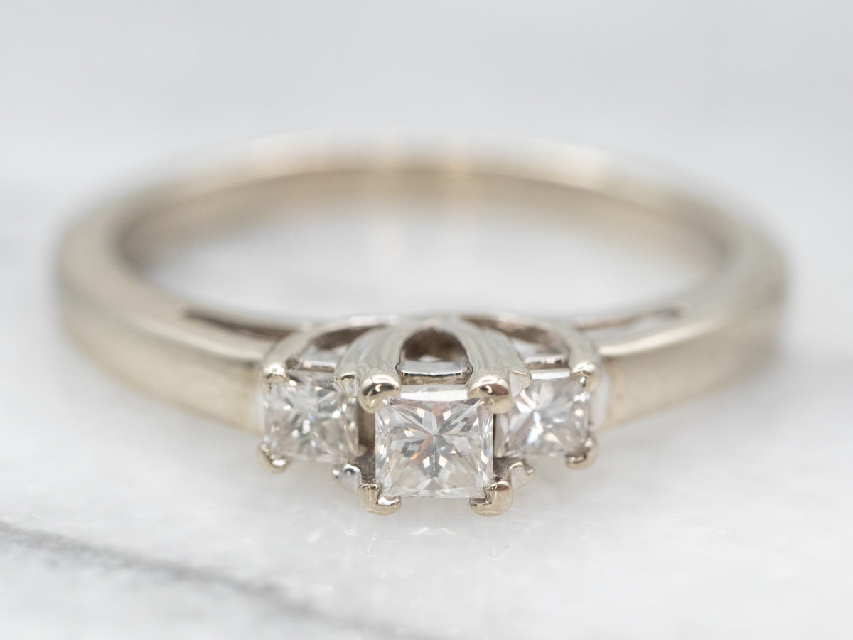 Elegant Three Stone Diamond Engagement Ring