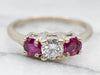 Exquisite Diamond and Ruby Three Stone Ring