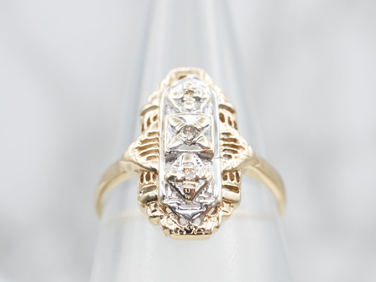 Antique Champagne Diamond Dinner Ring