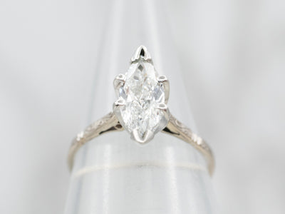 Elongated Marquise Cut Diamond Engagement Ring