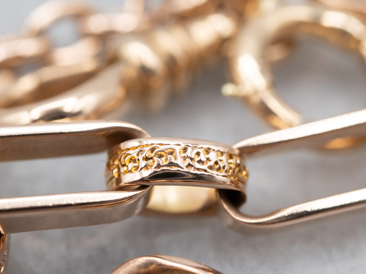 Polished Two Tone Gold Paperclip Pocket Watch Chain