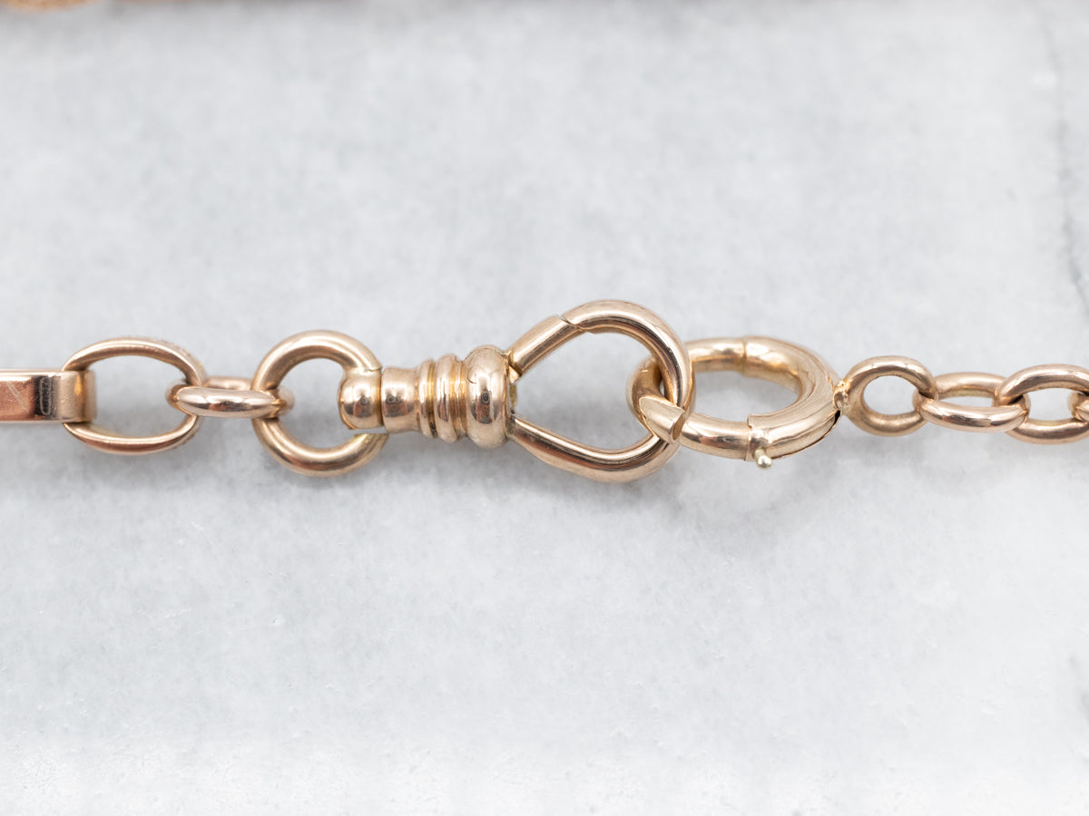 Polished Two Tone Gold Paperclip Pocket Watch Chain