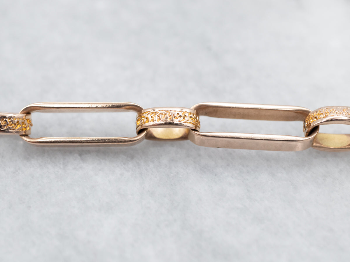 Polished Two Tone Gold Paperclip Pocket Watch Chain