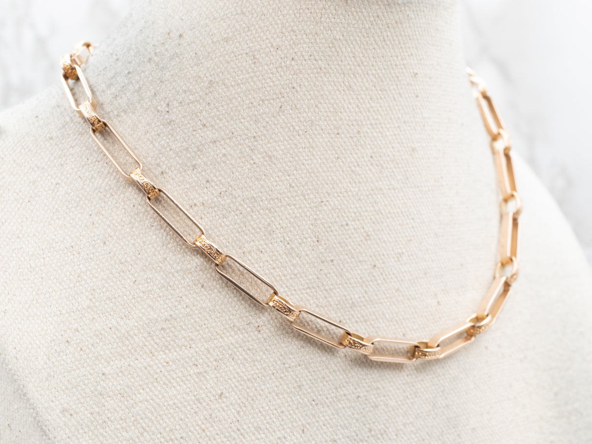 Polished Two Tone Gold Paperclip Pocket Watch Chain