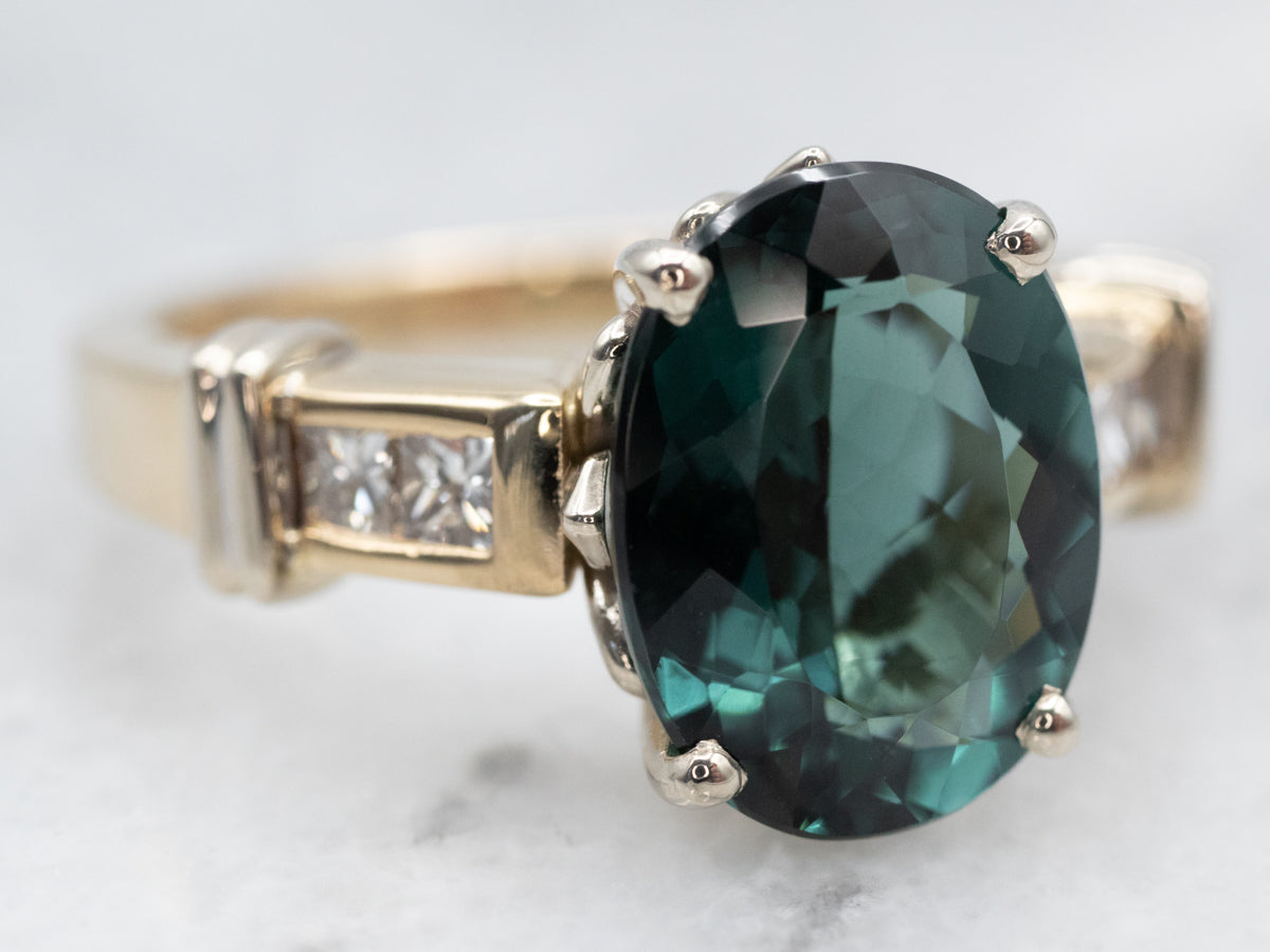 Asymmetrical Blue Tourmaline Ring with Natural Champagne Zircon Mixed –  Madelynn Cassin Designs