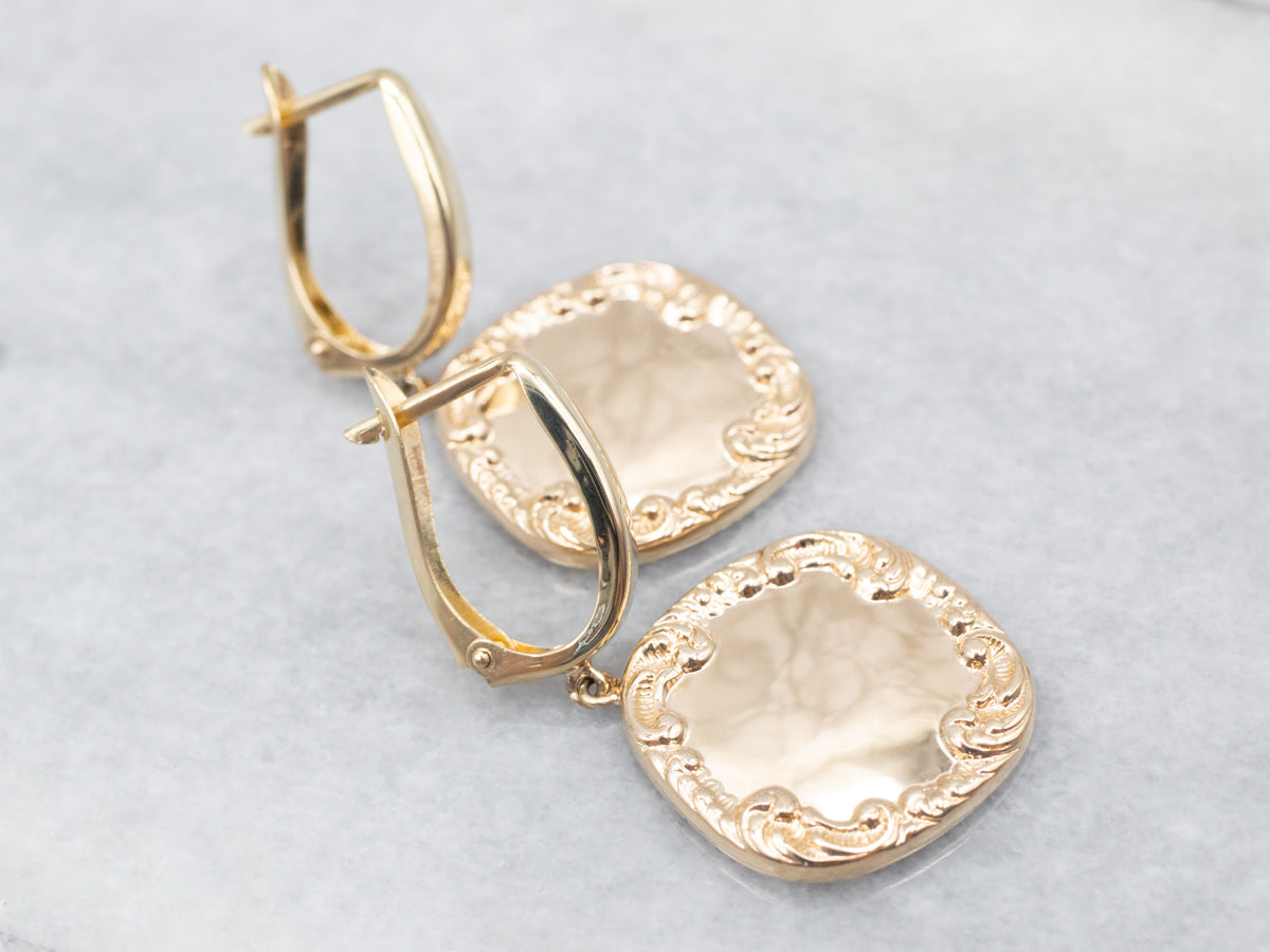 Victorian Gold Cufflink Drop Earrings