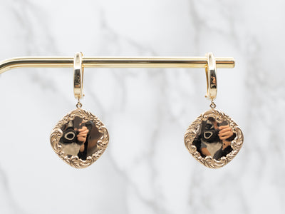 Victorian Gold Cufflink Drop Earrings
