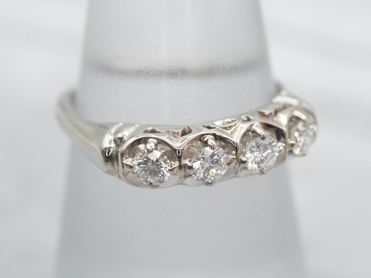 Vintage White Gold Diamond Band