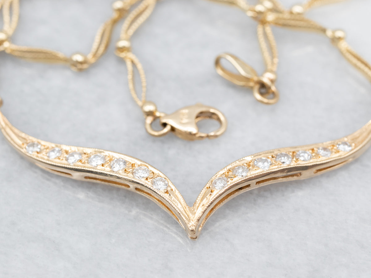 Sleek Polished Gold Diamond Necklace