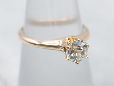 Antique White Sapphire Solitaire Engagement Ring