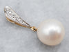Modern Gold Pearl and Diamond Pendant