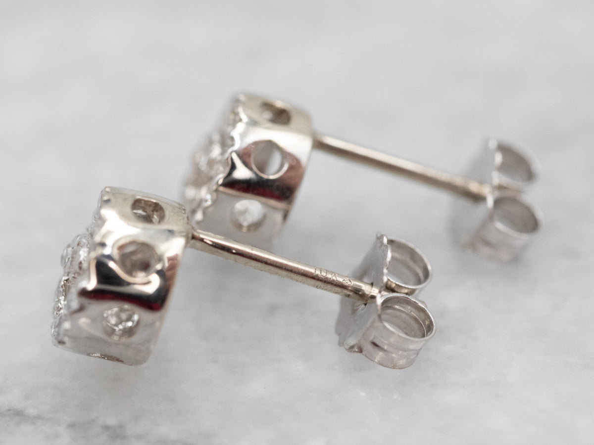 Modernist Diamond Spiral Stud Earrings