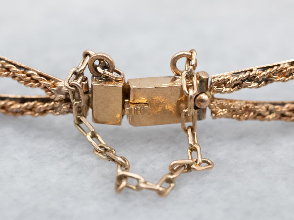 Braided 18-Karat Gold Diamond Link Bracelet