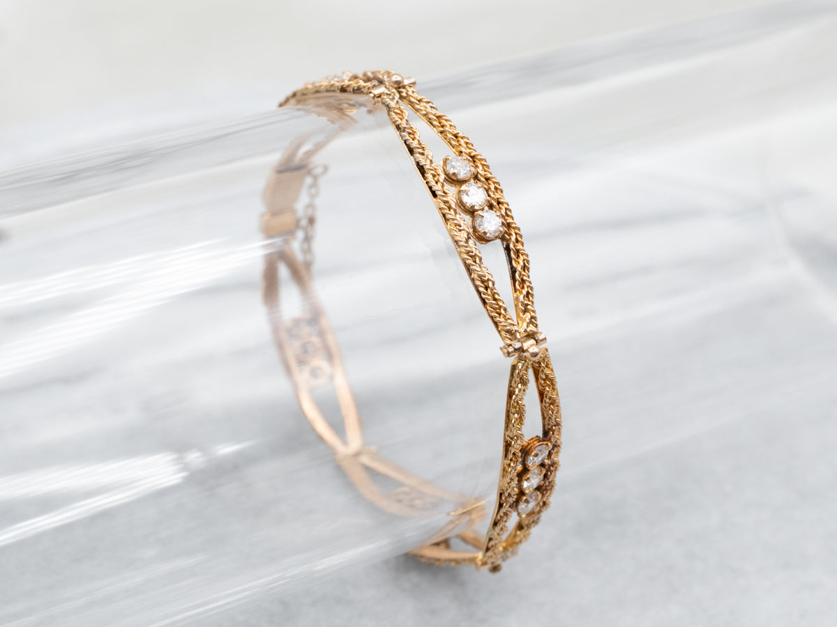 Braided 18-Karat Gold Diamond Link Bracelet