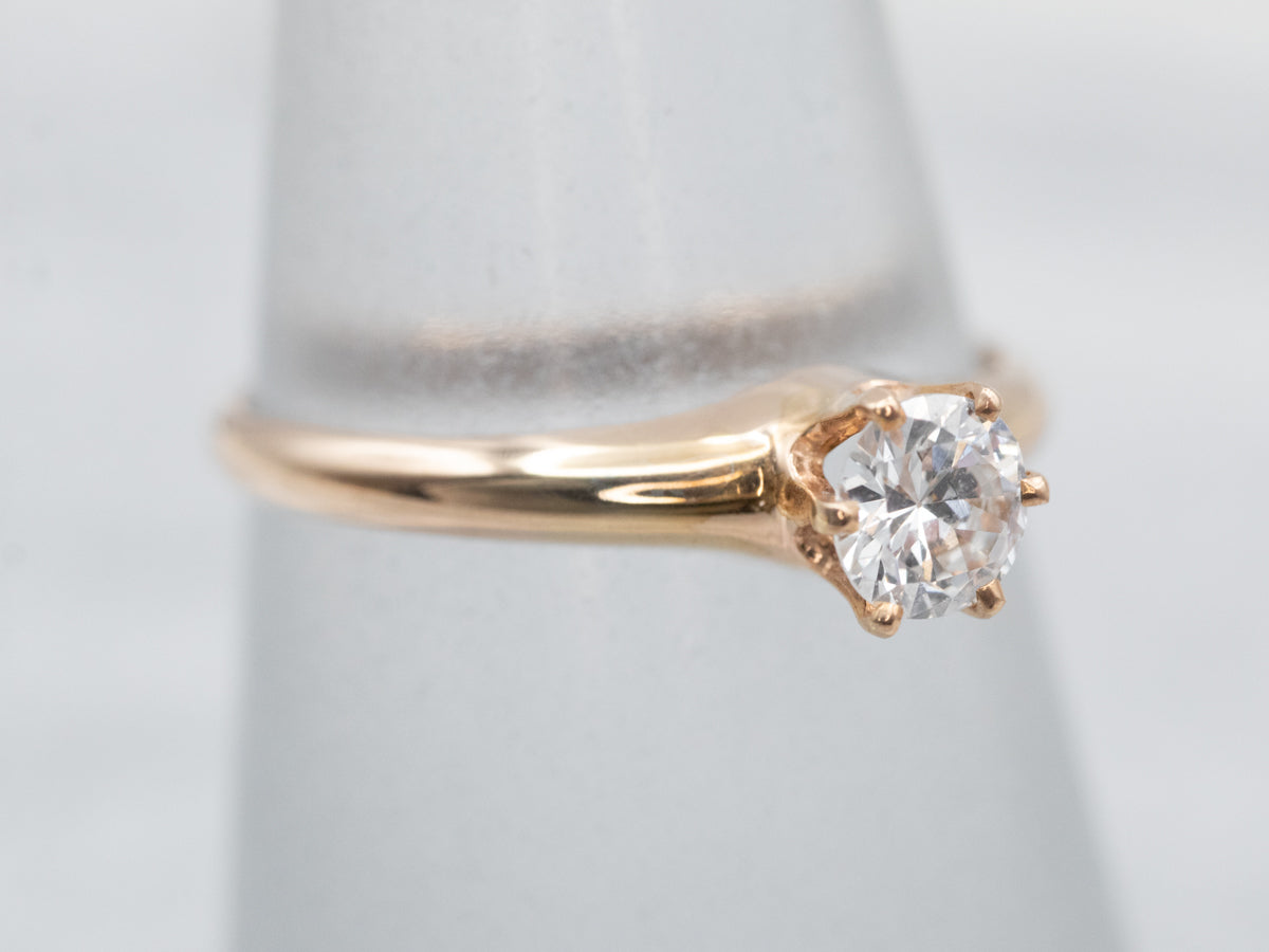 Antique European Cut Diamond Solitaire Engagement Ring