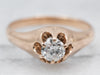 Belcher Set European Cut Diamond Engagement Ring