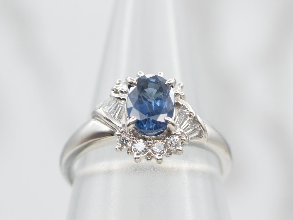 Platinum Sapphire and Diamond Anniversary Ring