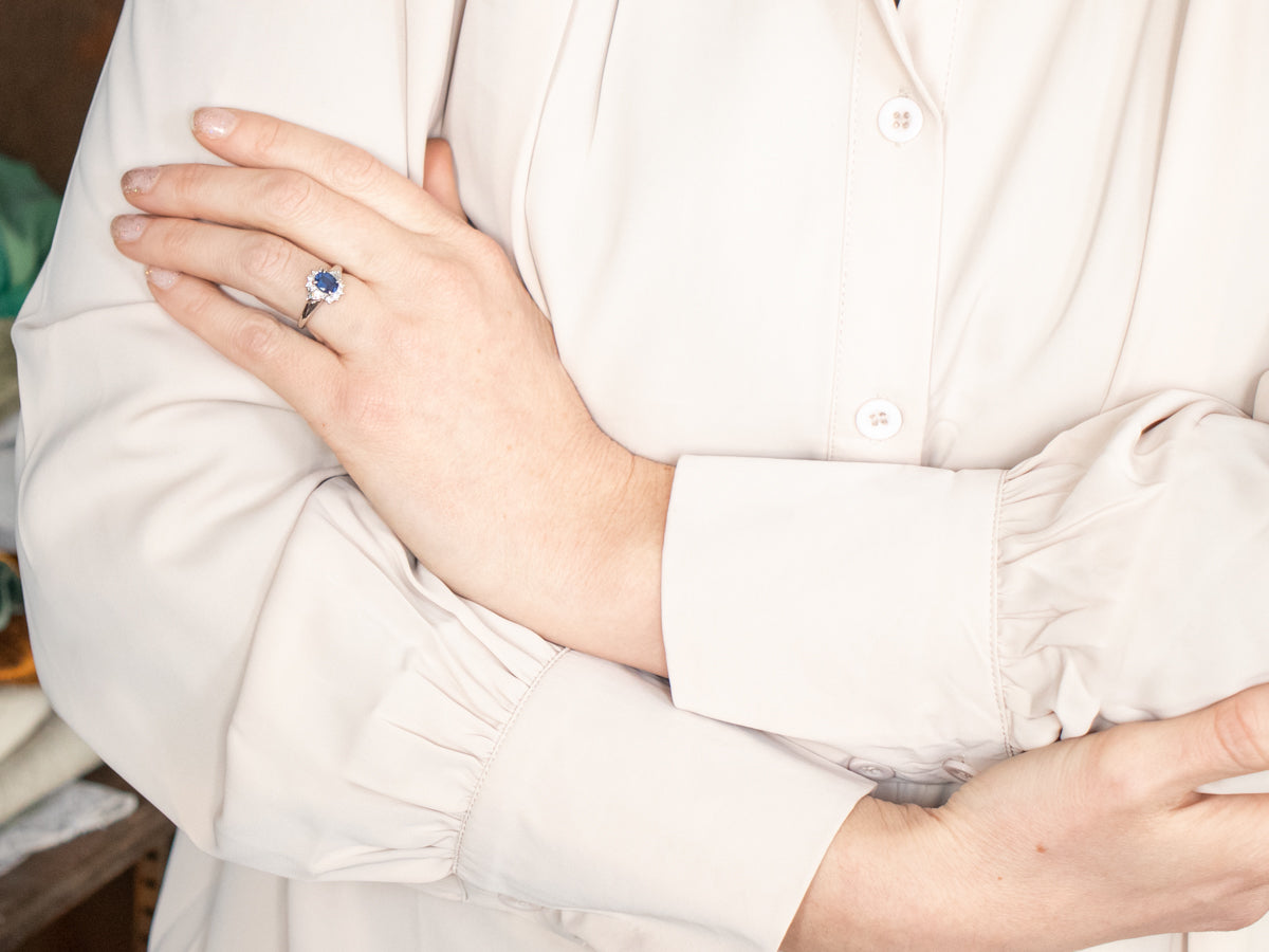 Platinum Sapphire and Diamond Anniversary Ring