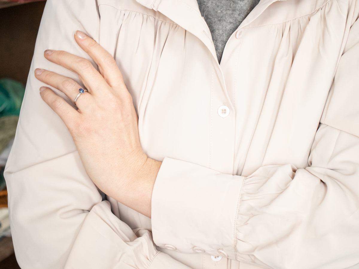 White Gold Sapphire and Diamond Engagement Ring