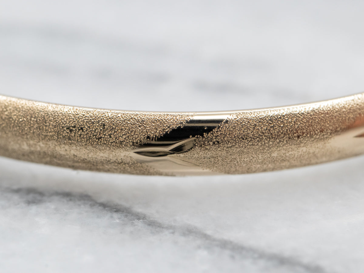 Textured Gold Hinged Bangle Bracelet