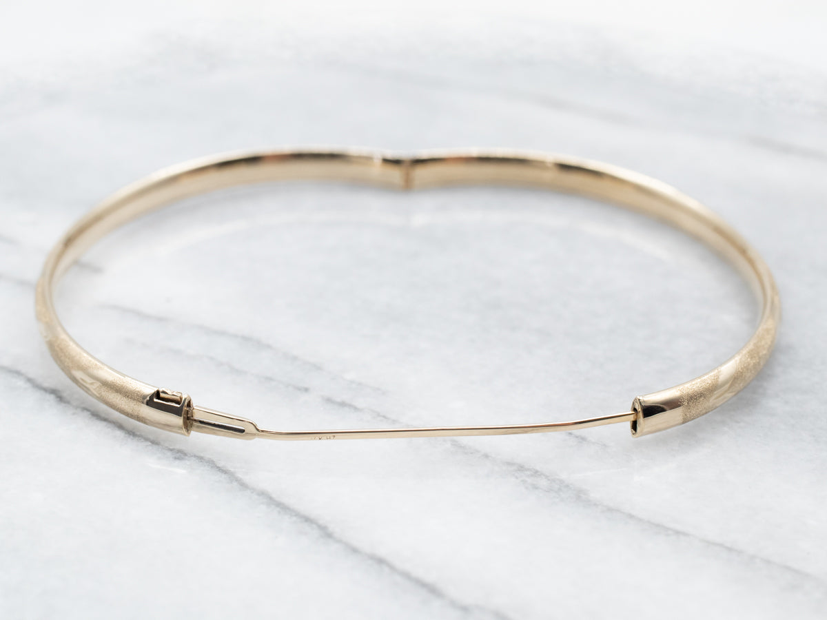 Textured Gold Hinged Bangle Bracelet