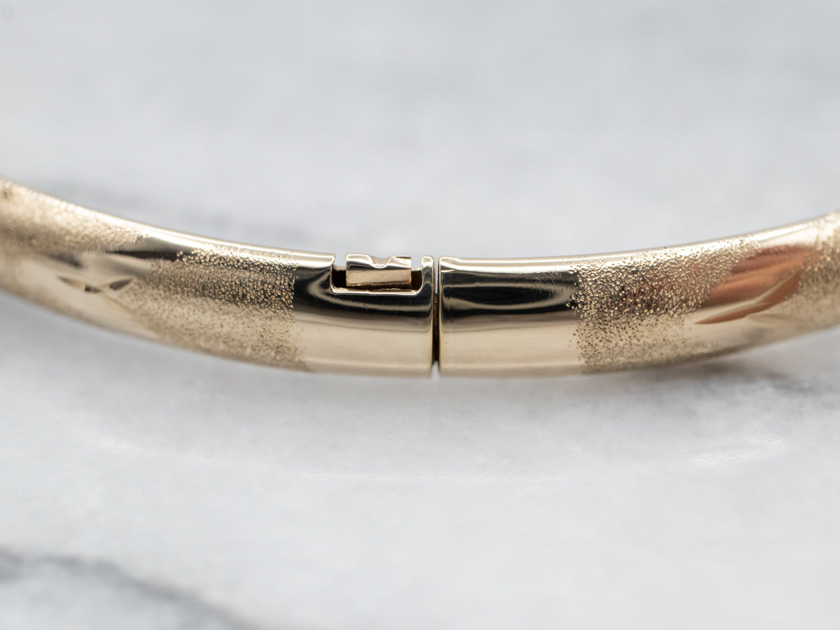 Textured Gold Hinged Bangle Bracelet