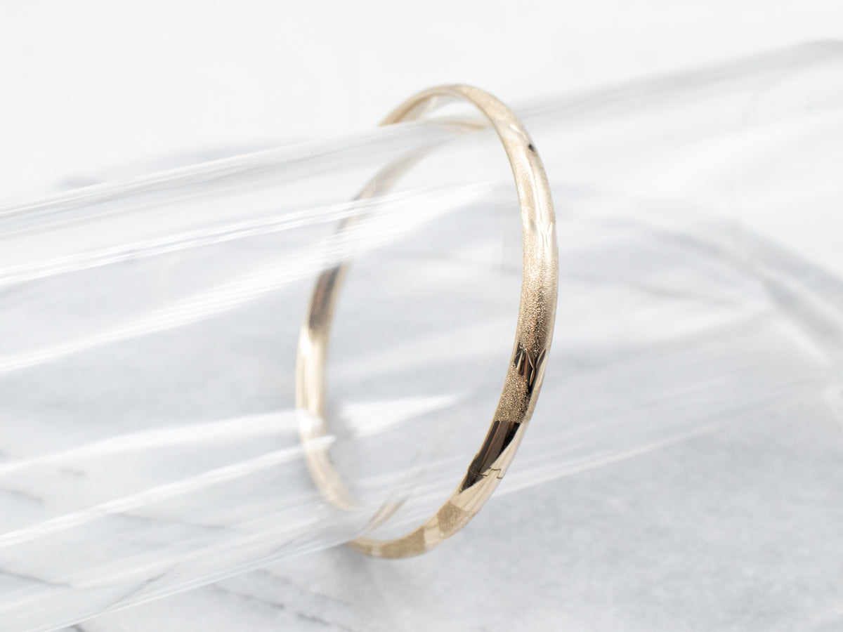Textured Gold Hinged Bangle Bracelet