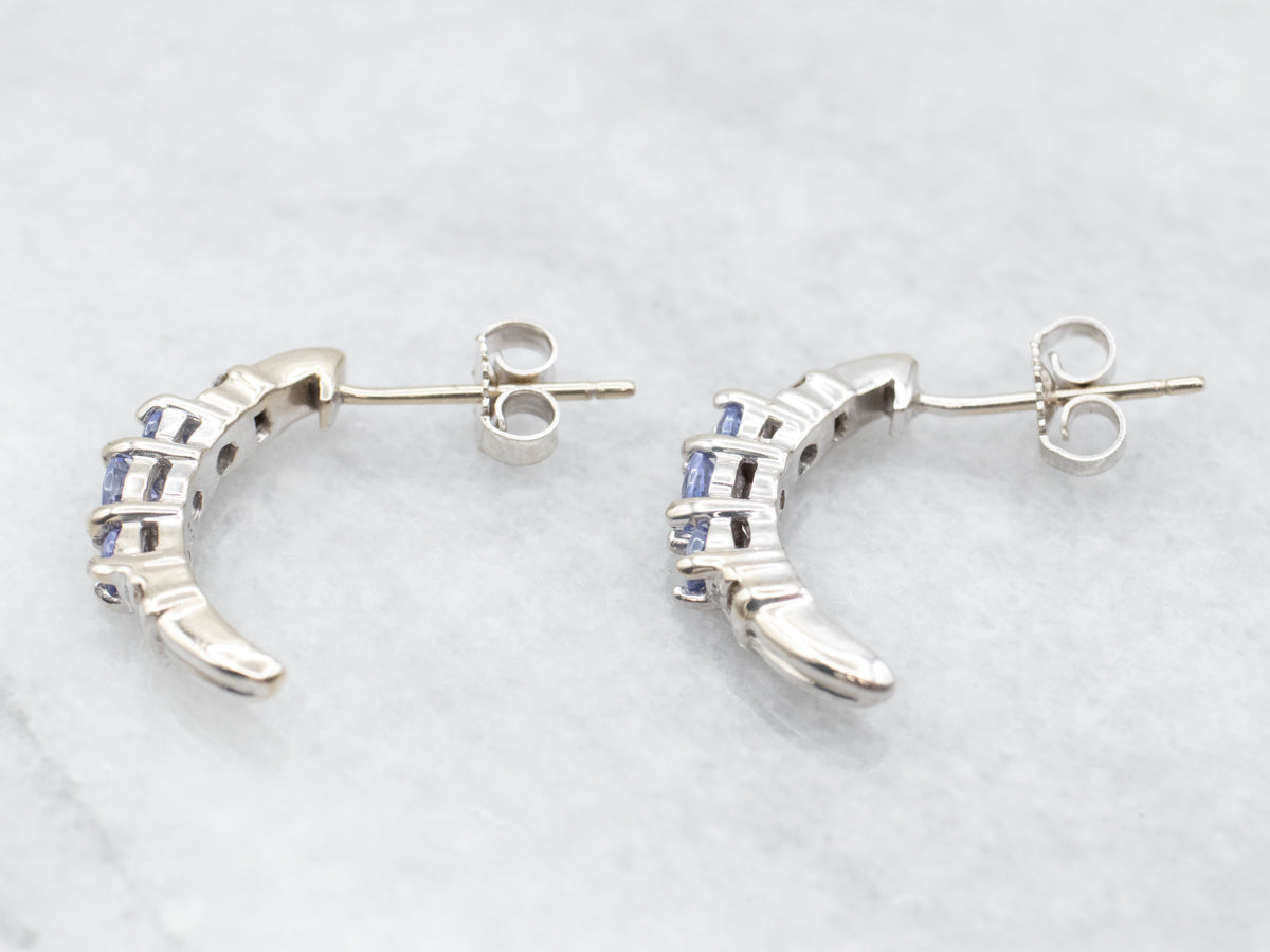 White Gold Tanzanite and Diamond Drop Earrings