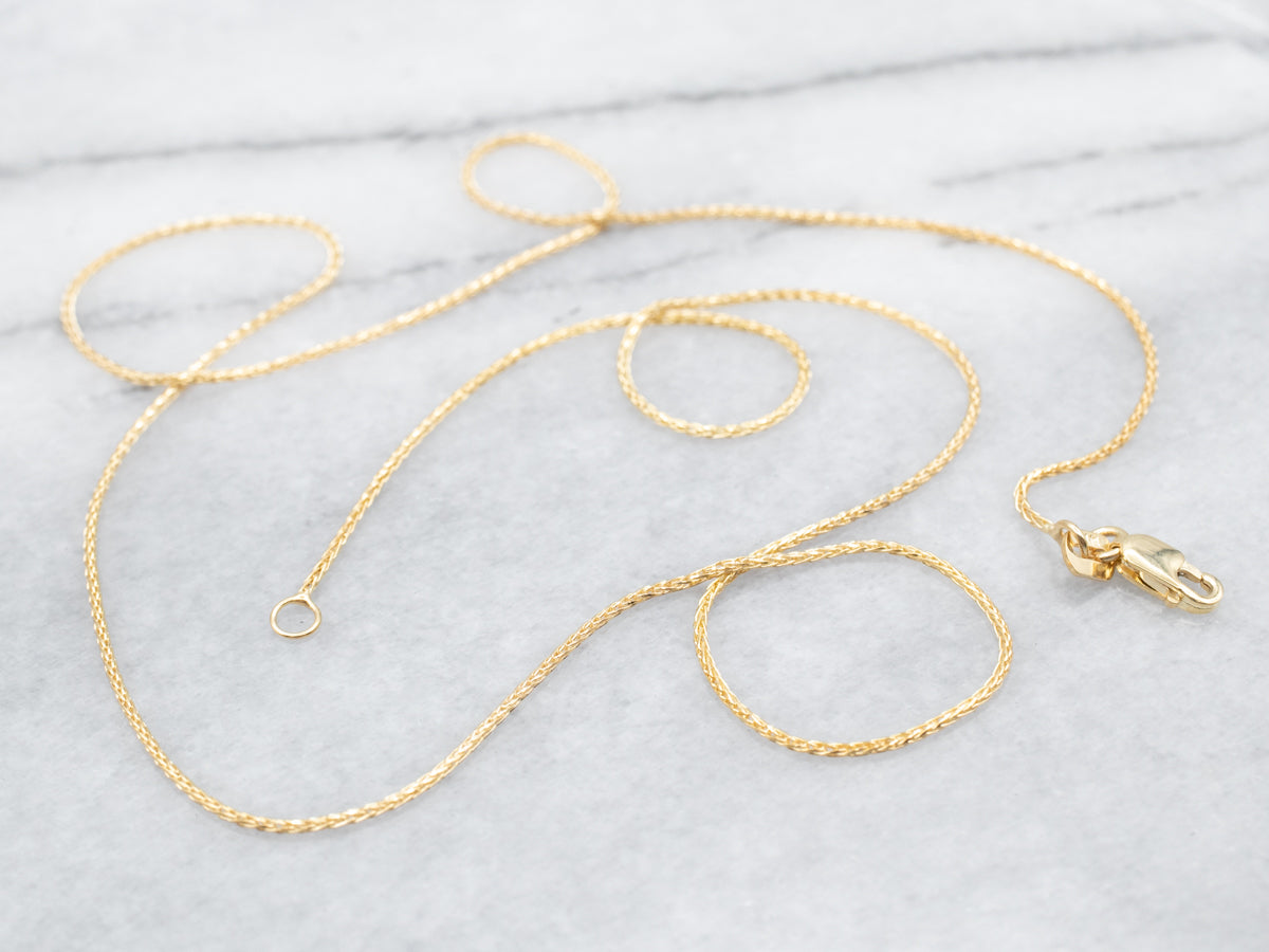 Thin 20-Inch Yellow Gold Wheat Chain