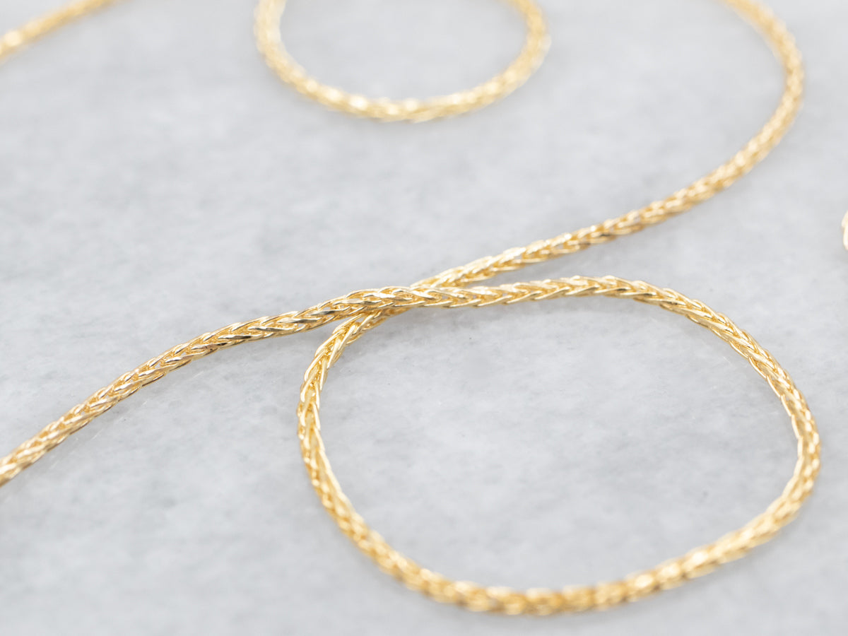 Thin 20-Inch Yellow Gold Wheat Chain