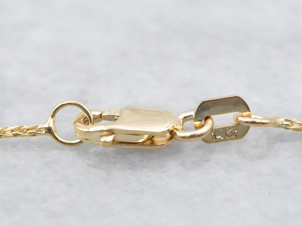 Thin 20-Inch Yellow Gold Wheat Chain