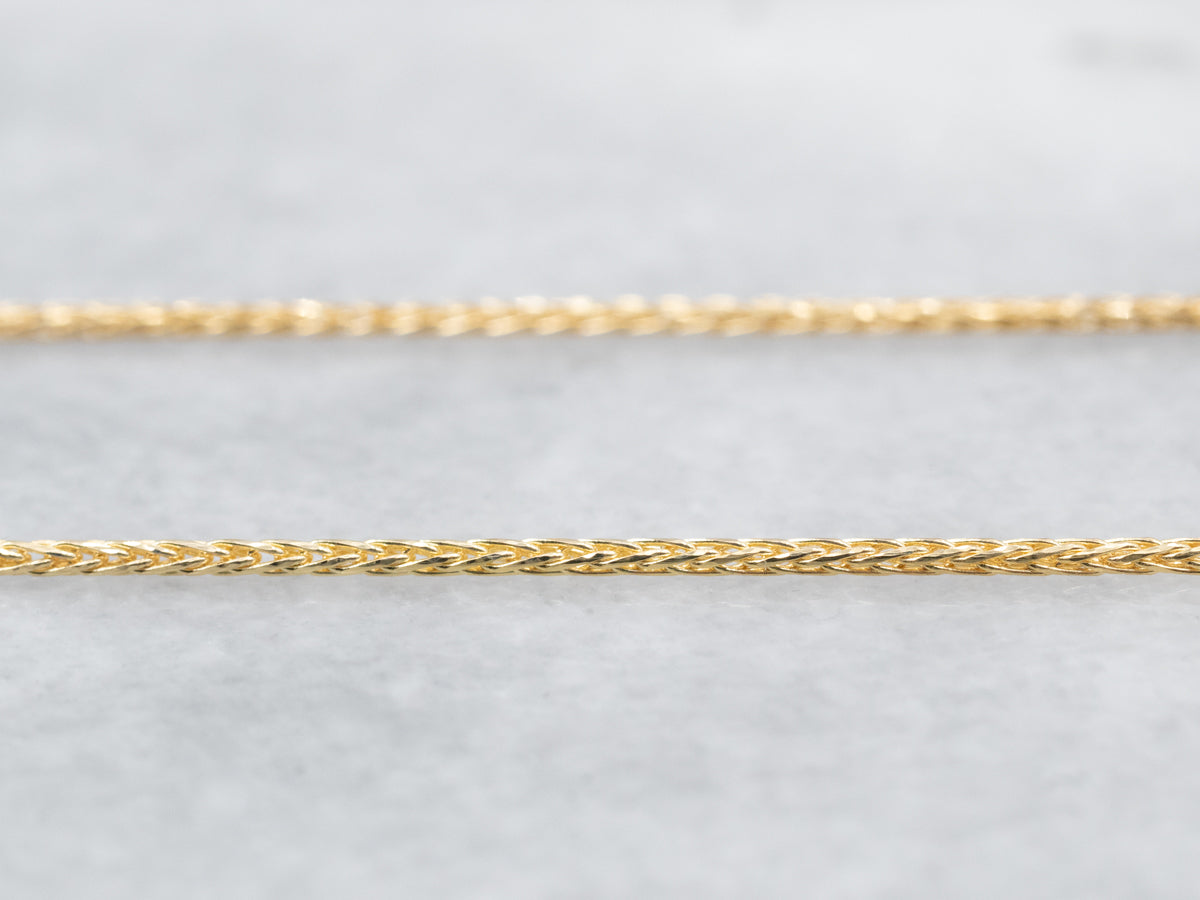 Thin 20-Inch Yellow Gold Wheat Chain