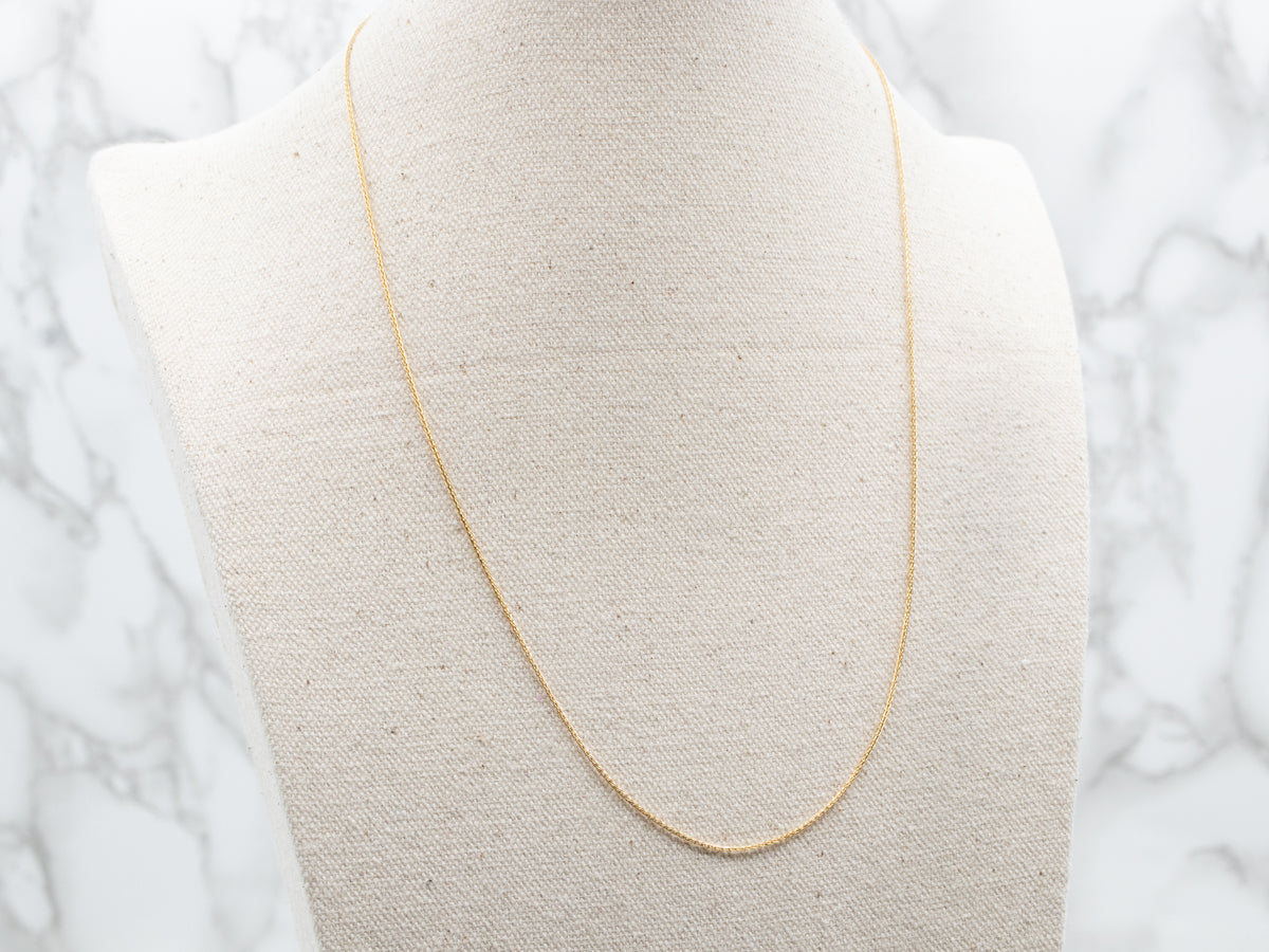 Thin 20-Inch Yellow Gold Wheat Chain
