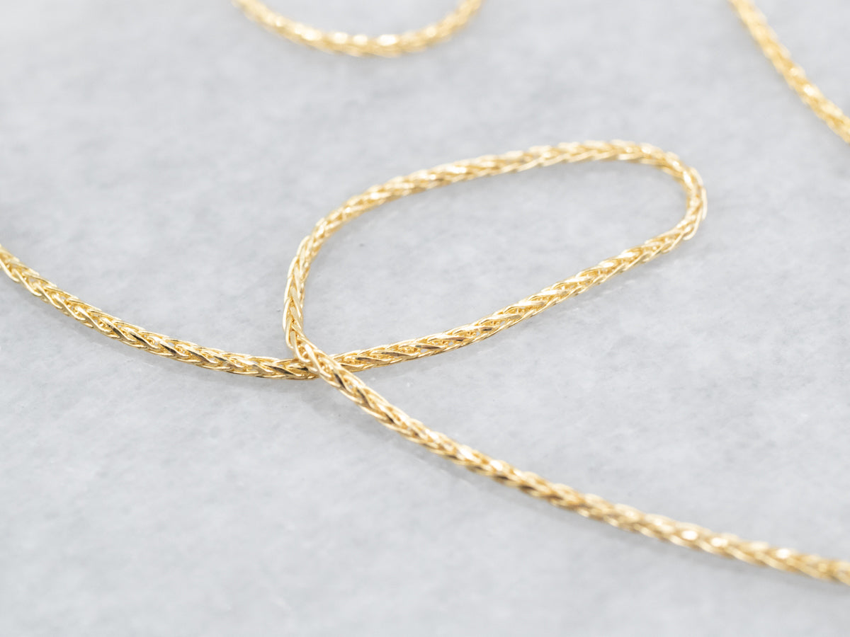 Thin 18-Inch Yellow Gold Wheat Chain