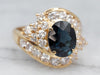 Stunning Blue Tourmaline and Diamond Bypass Cocktail Ring