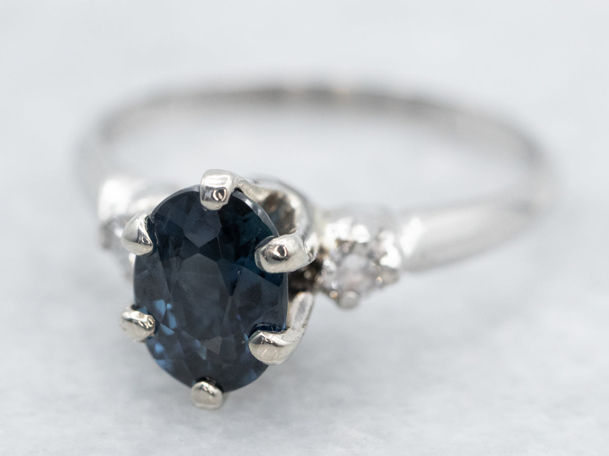 Platinum Sapphire and Diamond Engagement Ring
