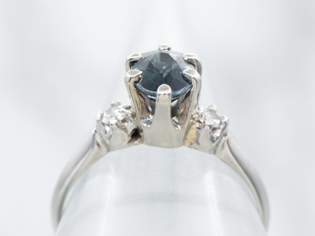 Platinum Sapphire and Diamond Engagement Ring