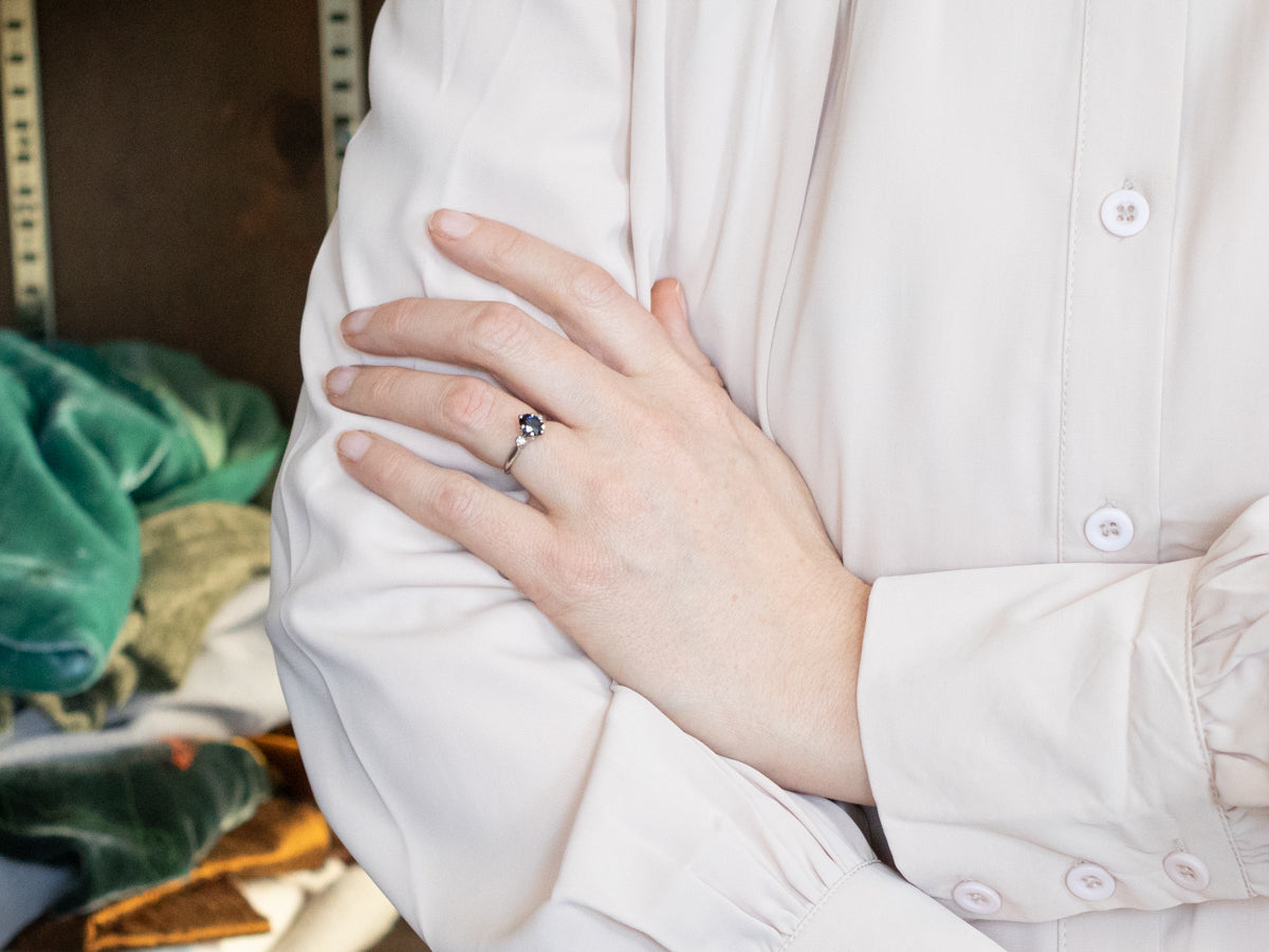 Platinum Sapphire and Diamond Engagement Ring