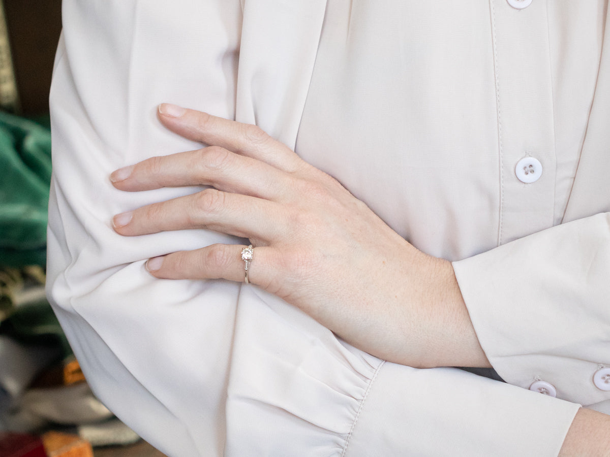 Retro Old Mine Cut Diamond Engagement Ring