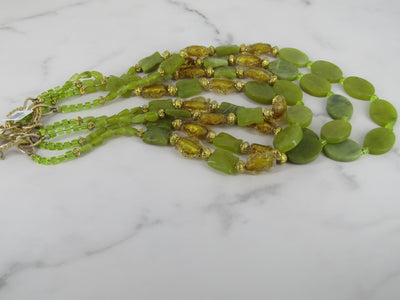 Rectangle Soapstone Bead Necklace WithGold Glass Beads