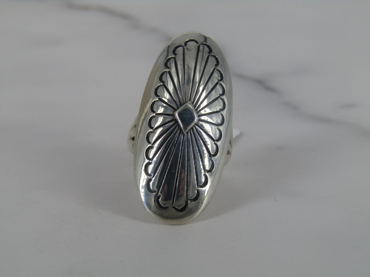 Silver Southwestern Elongated Statement Ring