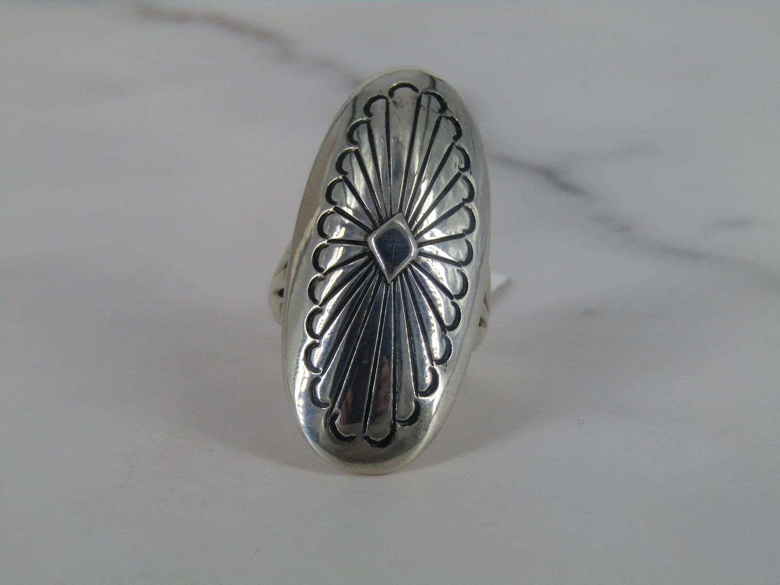 Silver Southwestern Elongated Statement Ring