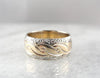 Yellow and White Gold, Wide Decorative Wedding Band