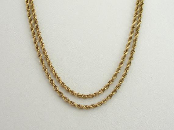 Vintage 14K Yellow Gold Rope Chain